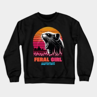 Funny Opossum Feral Girl Summer Opossum Raccoon Summer Crewneck Sweatshirt